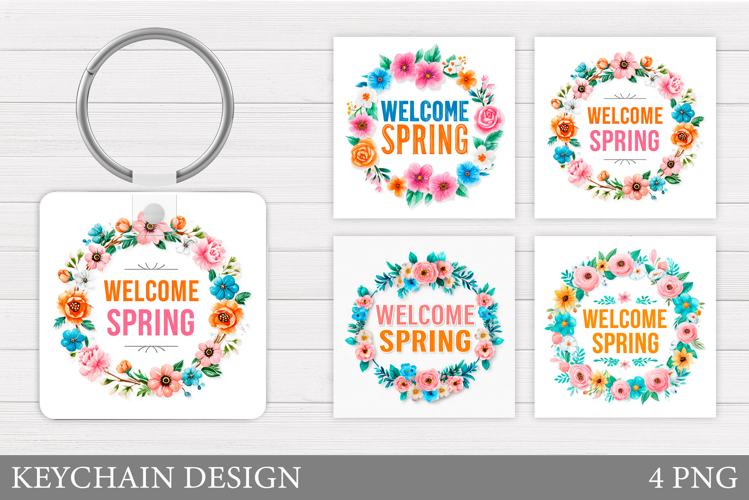Spring Keychain Sublimation. Floral Keychain Design