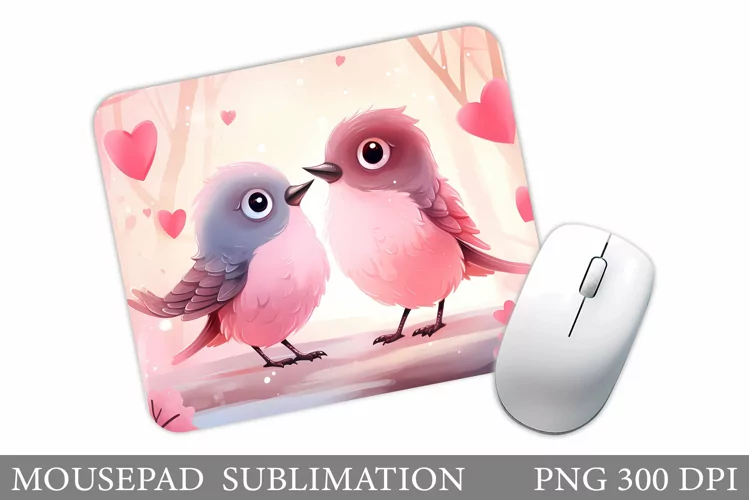 Cute Bird Mouse Pad Design. Valentine Mouse Pad Sublimation
