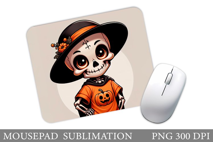 Cute Skeleton Mouse Pad. Halloween Mouse Pad Sublimation example image 1