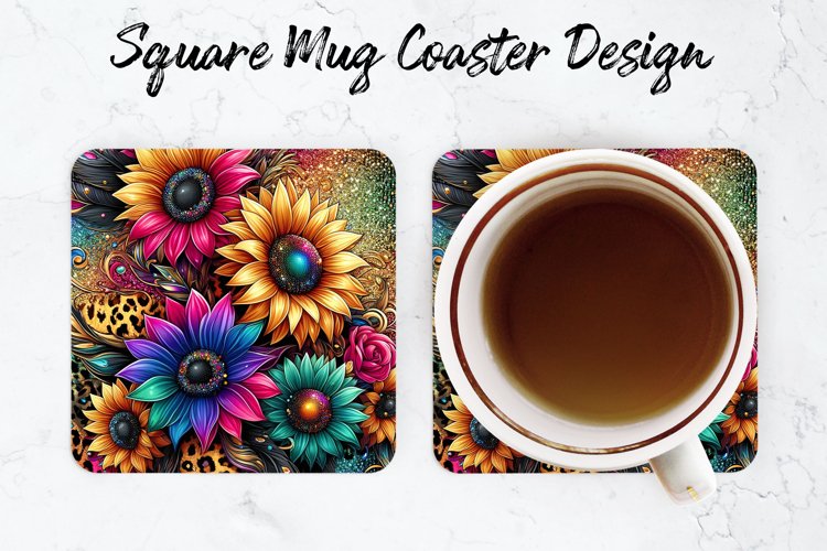 Sunflower Mug coaster | Coaster | Sublimation example image 1