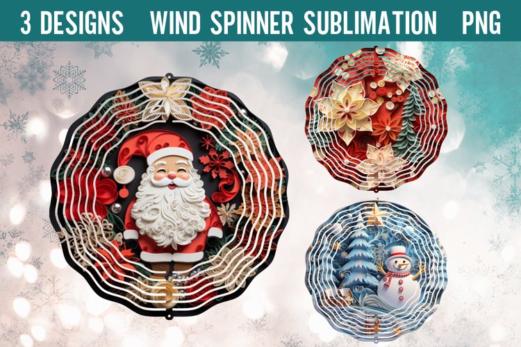 3D Christmas Wind Spinner Sublimation PNG