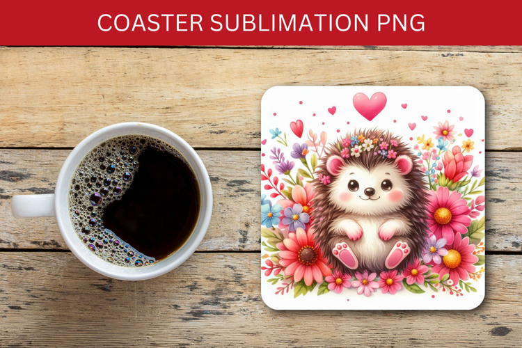 square coaster - baby hedgehog