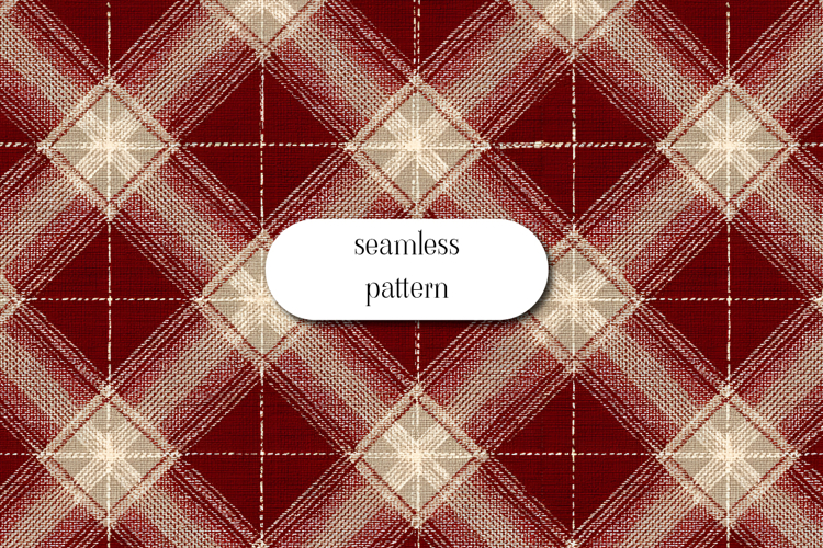 Cozy Red Beige Tartan Plaid Seamless Textile Pattern