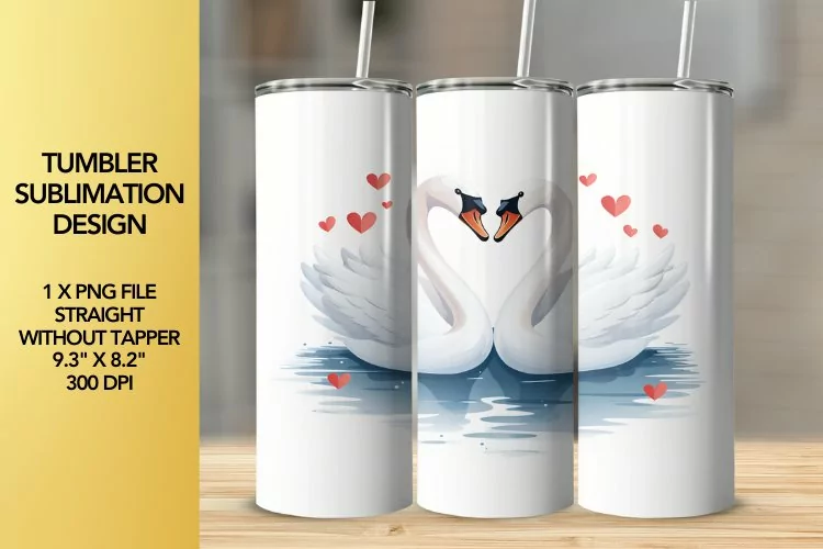 Swans Tumbler Sublimation Design