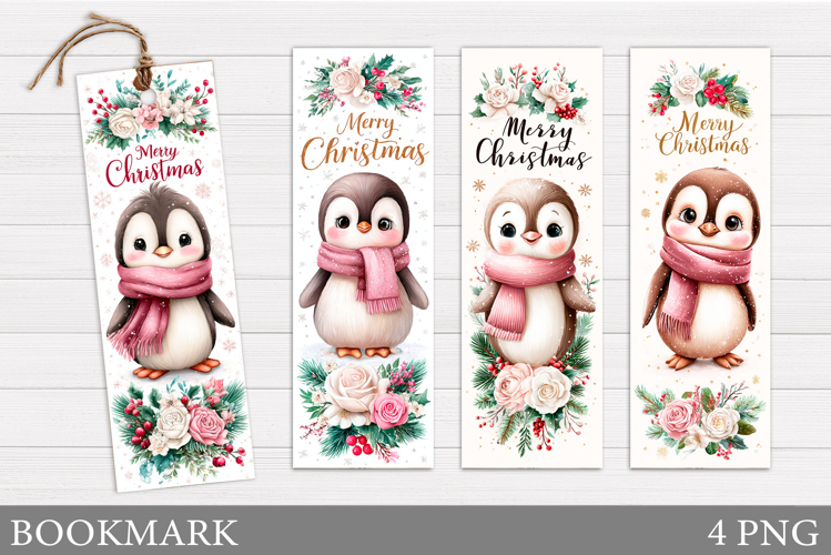 Christmas Penguin Bookmark. Christmas Bookmark Printable