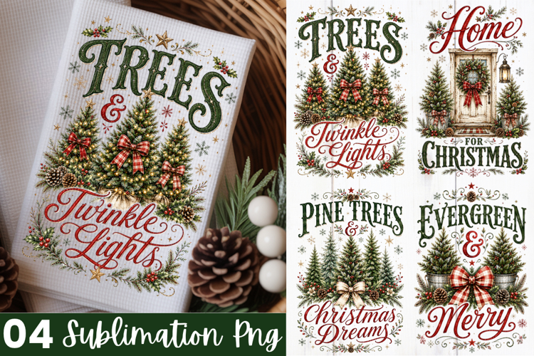 Christmas Trees Kitchen Towel PNG Design,Towel christmas PNG