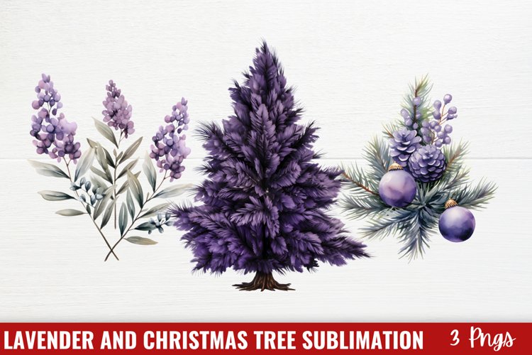Lavender And Christmas Tree Sublimation Clipart