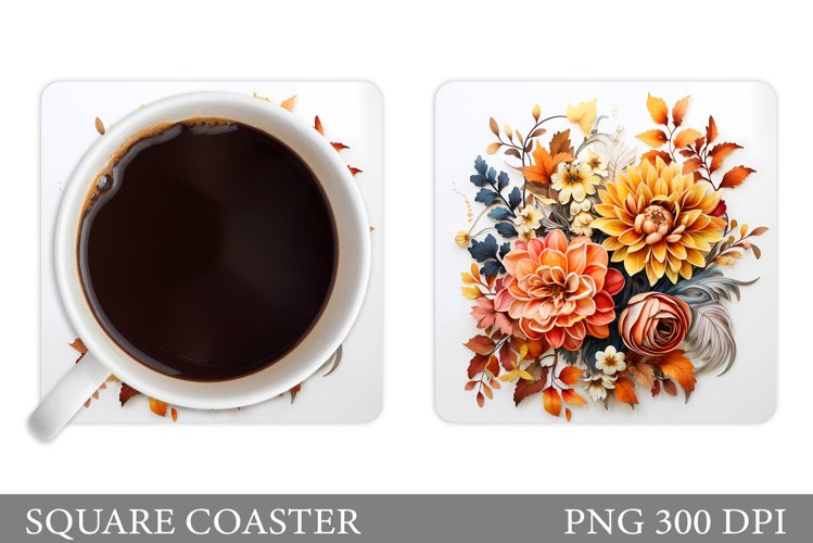 3D Flowers Coaster Design. Flowers Coaster Sublimation