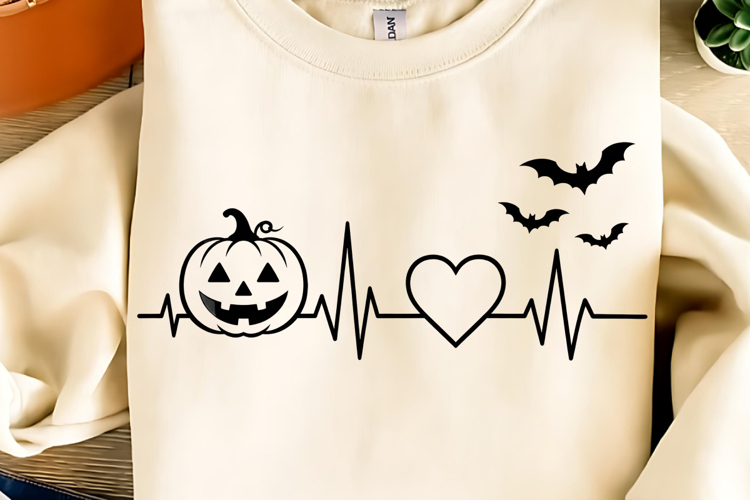 Halloween Heartbeat PNG, Pumpkin Heartbeat PNG, Halloween