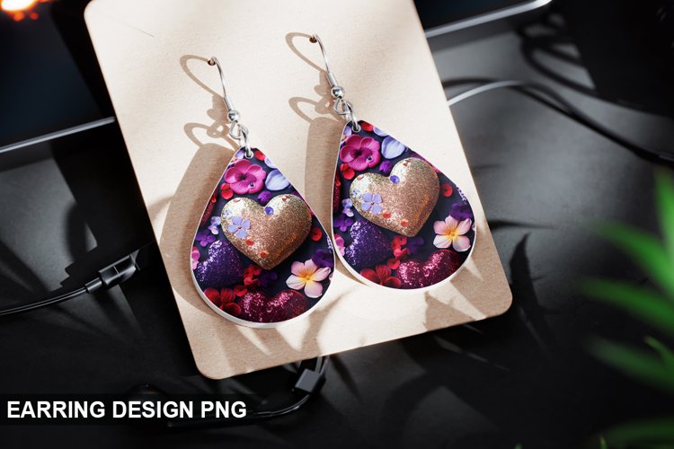 Valentines Day Teardrop Sublimation- Valentines Day Earring
