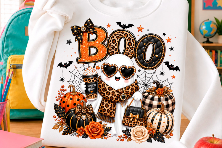 Boo Ghost Pumpkin Spice Halloween PNG