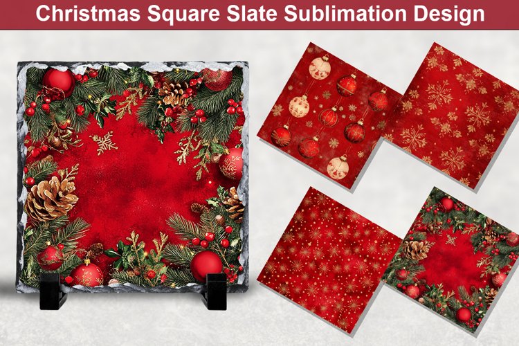 Christmas Square Sublimation Slate Designs example image 1