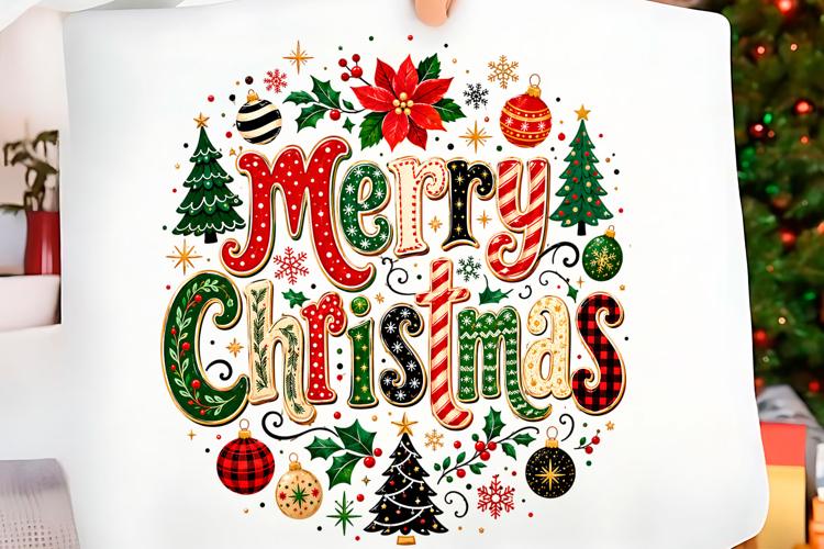 Merry Christmas Retro Holiday Png example image 1