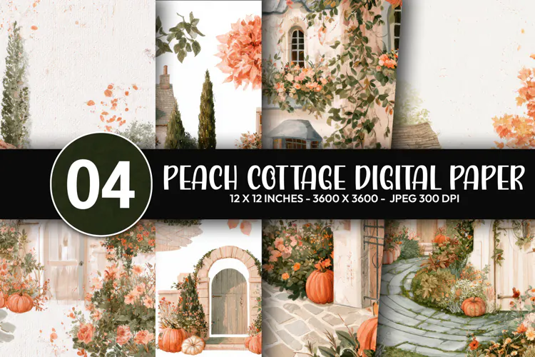 Peach Cottage Digital Paper