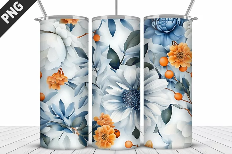 3D Daisy Flowers 20oz Tumbler Wrap | Sublimation Design