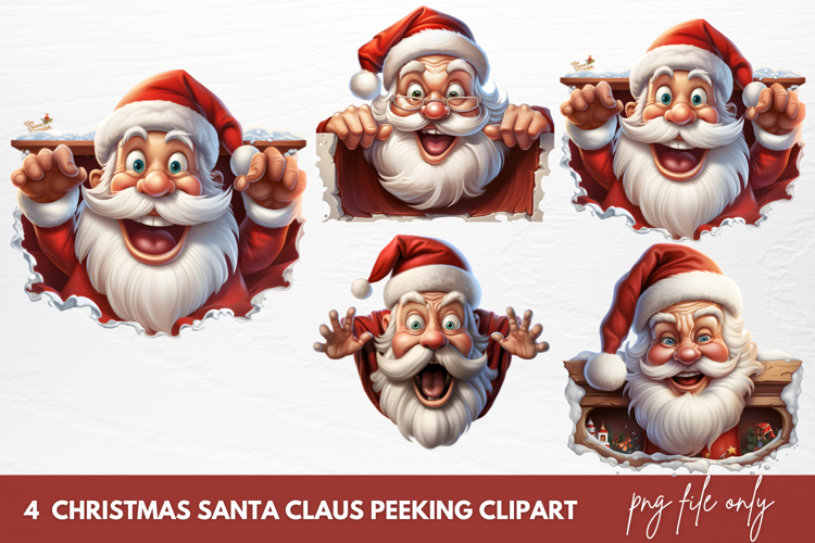 Christmas Santa Claus Peeking Clipart