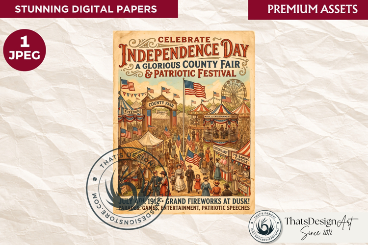 Patriotic Vintage 4th of July Junk Journal digital paper