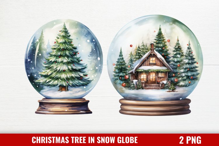 Christmas Tree in Snow Globe Clipart,