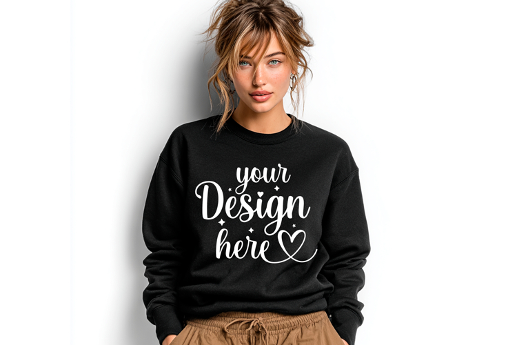 Gildan 18000 Black mockup, Gildan blank mockup