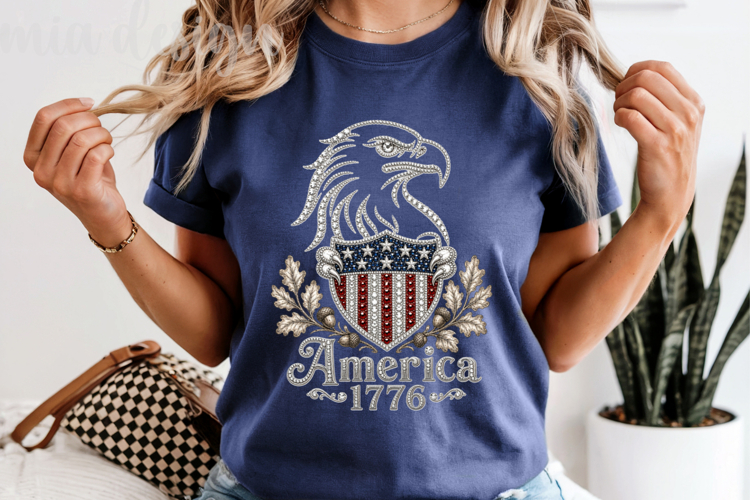 America 1776 PNG, Rhinestone Eagle Patriotic Sublimation