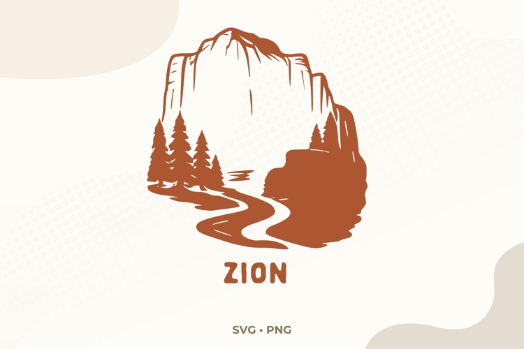 Zion National Park SVG | Canyon Cliff Illustration | Utah