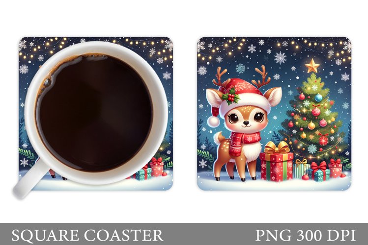 Christmas Deer Coaster Design. Christmas Coaster Sublimation