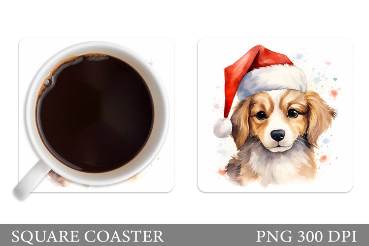 Dog Square Coaster. Christmas Dog Coaster Sublimation example image 1