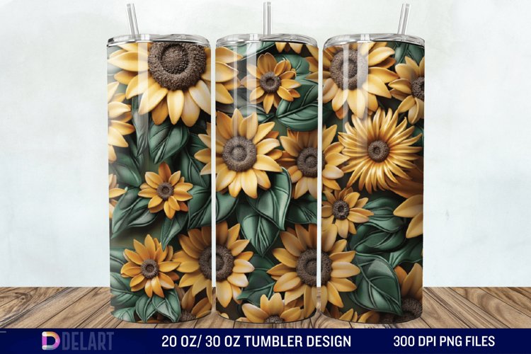 3d Sunflower floral Tumbler Wrap example image 1