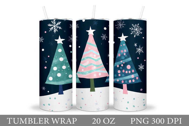 Christmas Tree Tumbler Design. Christmas Tree Sublimation example image 1