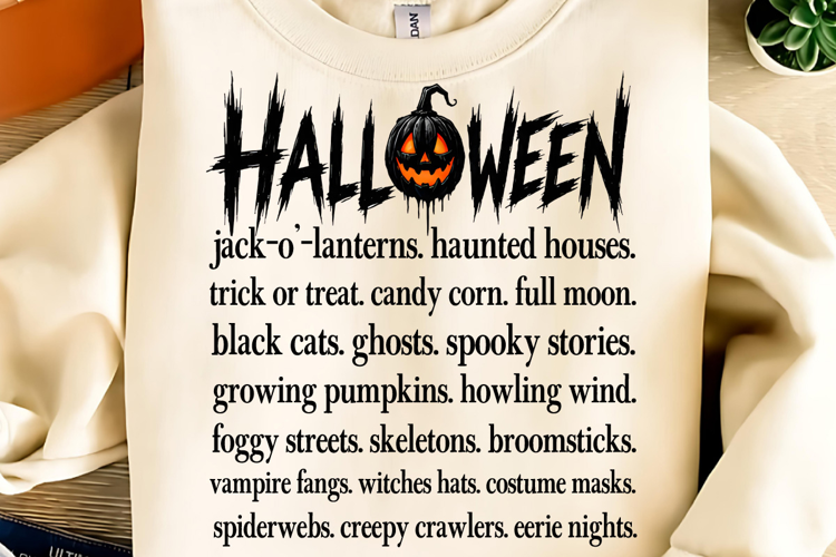 Halloween Words PNG, Halloween Definition Print PNG, Spooky
