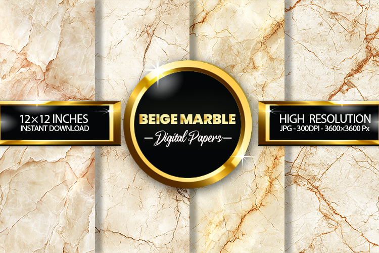 Beige Marble Digital Papers - 04 Variations