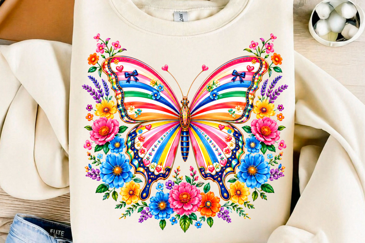Butterfly Floral PNG 4th of July PNG