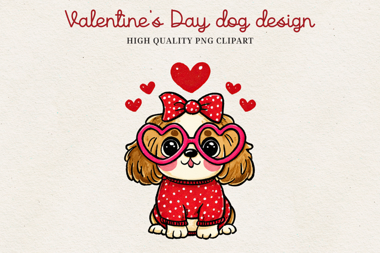 Valentine’s Day Cute Dog Clipart | Love Puppy PNG
