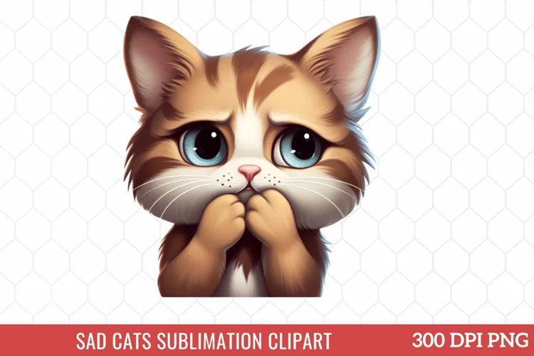Sad Cats Sublimation Clipart