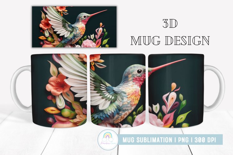 Hummingbird 3D Mug Wrap Sublimation example image 1