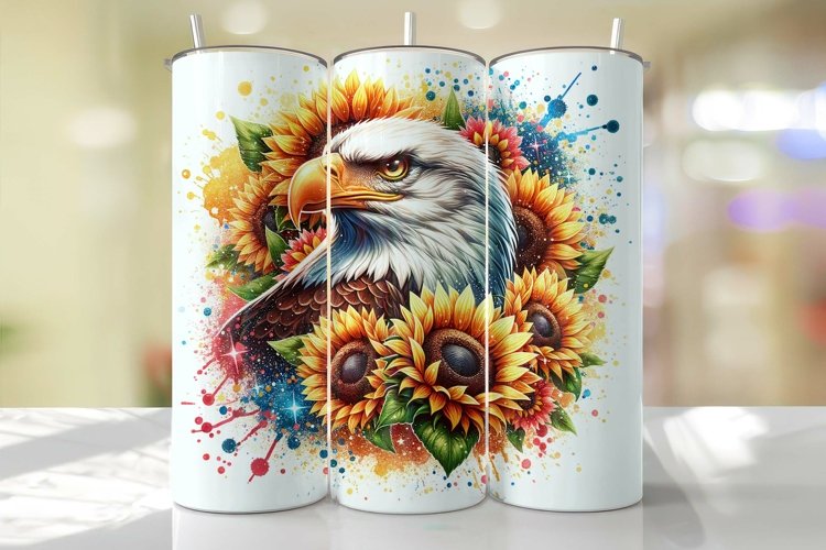 Eagle with Sunflowers Tumbler Wrap Sublimation