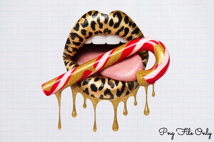 Glitter Leopard Christmas Sublimation Clipart PNG