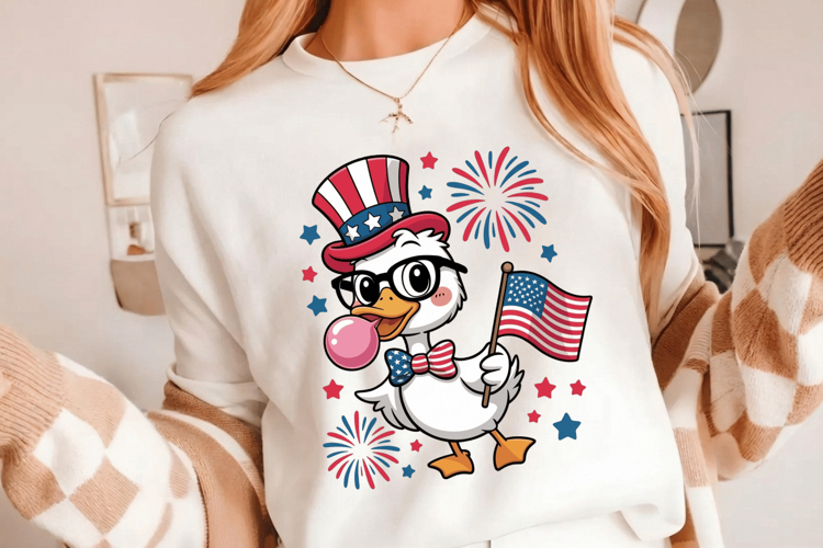 Patriotic Eagle, 4th of July Duck PNG T-Shirt|4th of July PN