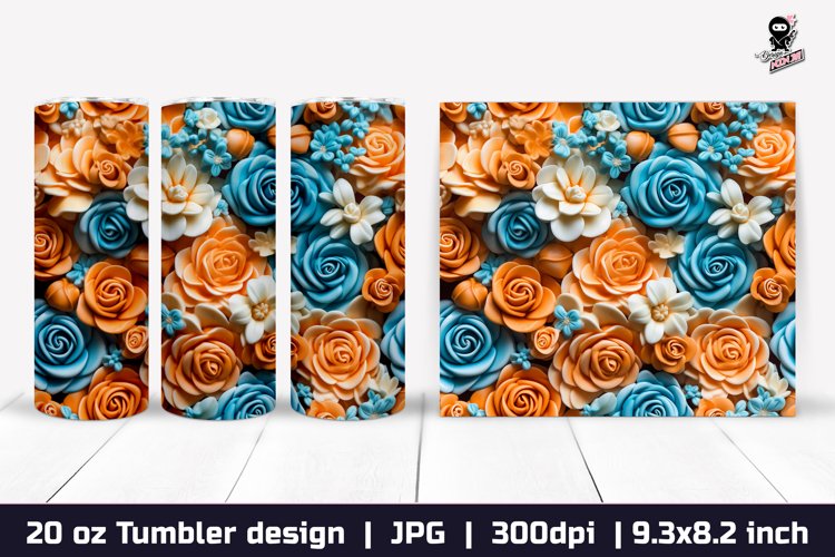 3d Flowers Tumbler, Floral Tumbler Sublimation Wrap