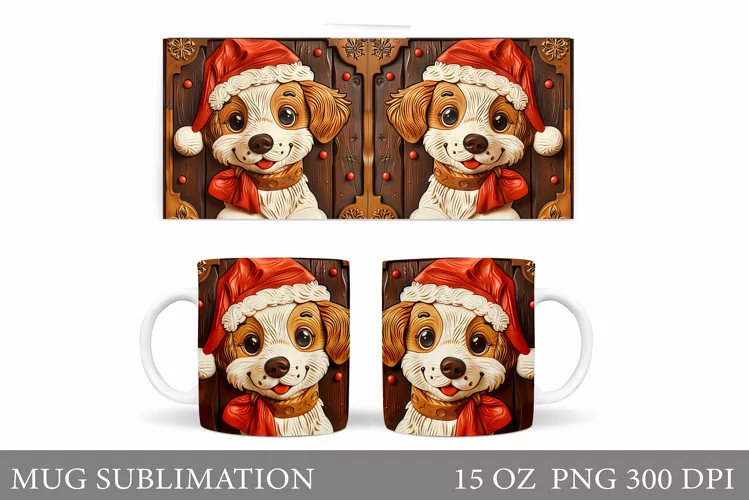Christmas Dog Mug Design. Christmas Mug Sublimation