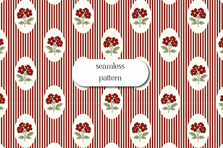 Vintage Floral Stripe Pattern, Cottagecore Seamless Repeat