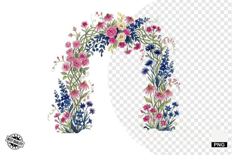 Watercolor Moonlit Meadow Clipart example image 1