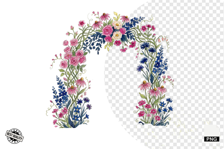Watercolor Moonlit Meadow Clipart