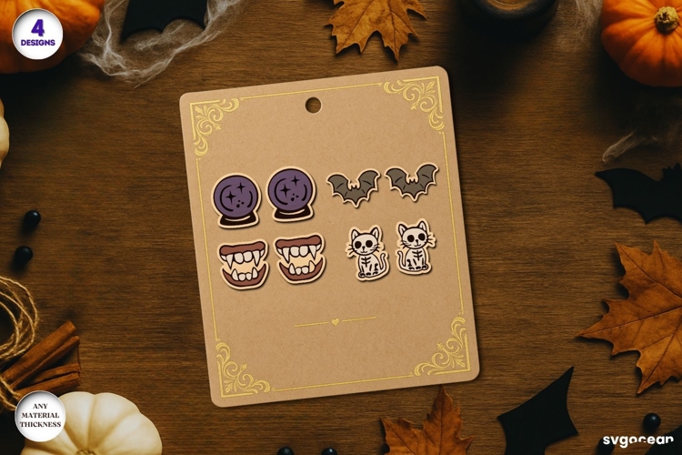 Halloween Stud Earrings Laser Cut | Jewerly | SVG