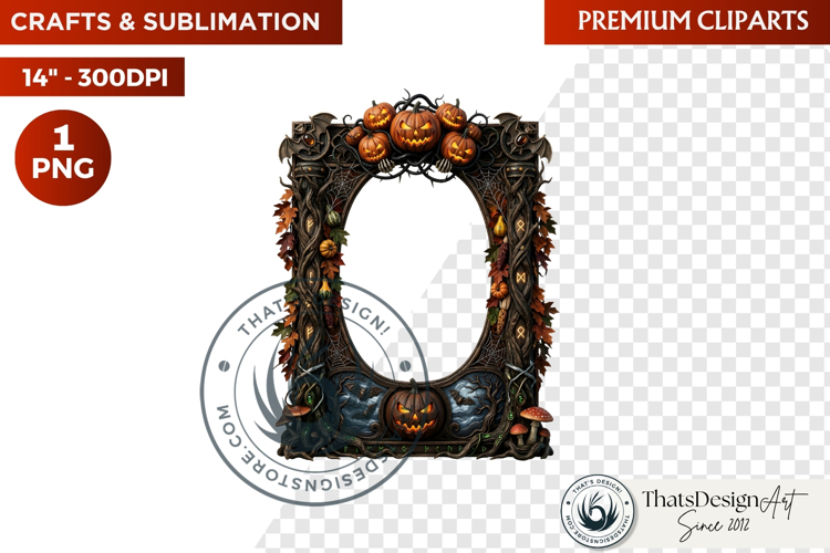 Harvest of Haunts Halloween Gothic Frame PNG, autumn clipart
