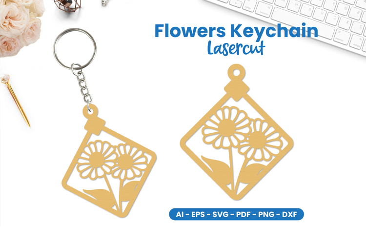 Flowers Keychain Lasercut - Floral Lasercut