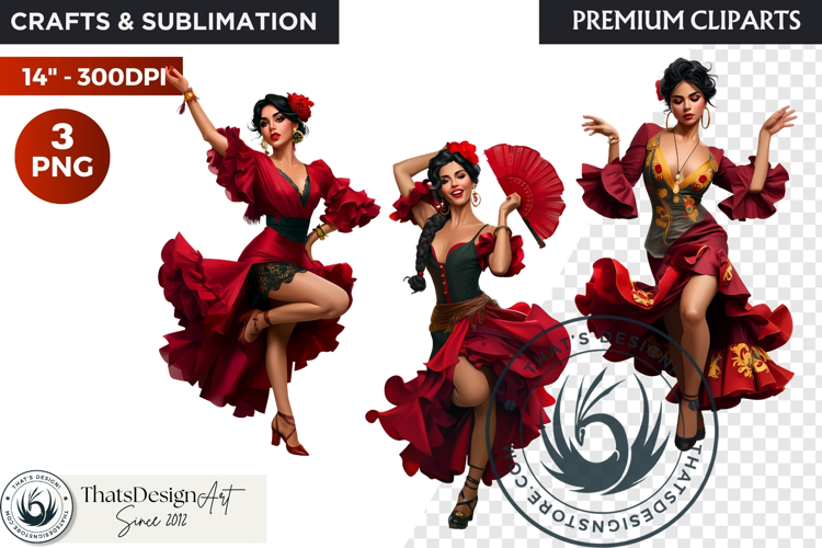 Spanish Flamenco dancer woman Clipart, Sevillana