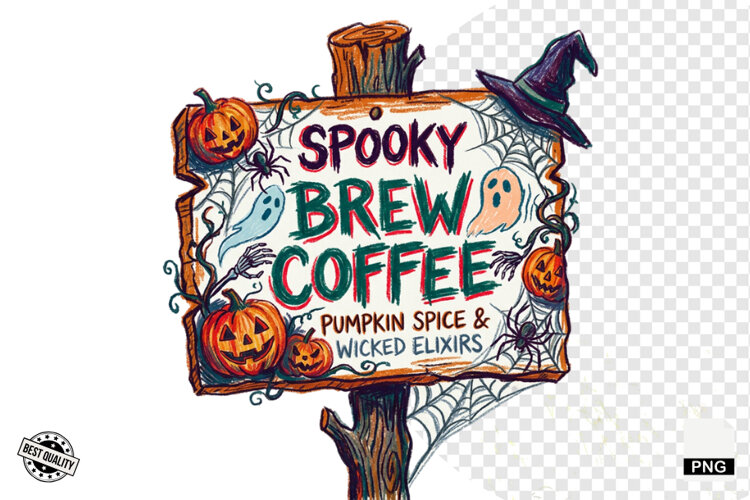 Halloween Coffee Signs PNG example image 1