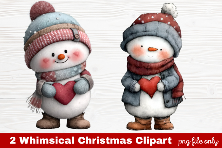 2 Whimsical Christmas Clipart | Cute Holiday PNG Set