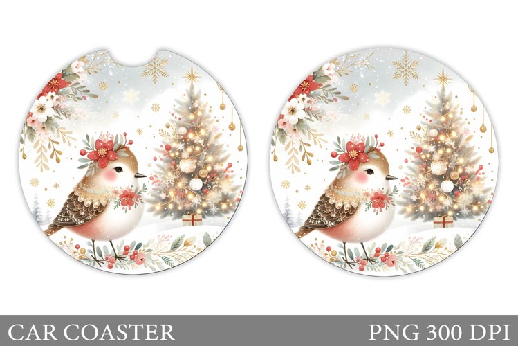 Christmas Bird Car Coaster. Christmas Car Coaster Design example image 1